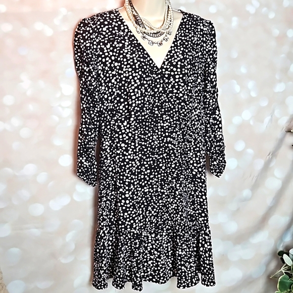 Scoop Dresses & Skirts - Scoop | Black and White Dotted Ruffled Dress